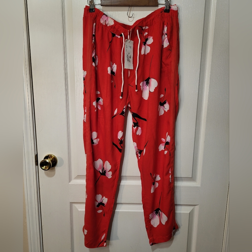 Fransa Red Floral Dress Pants